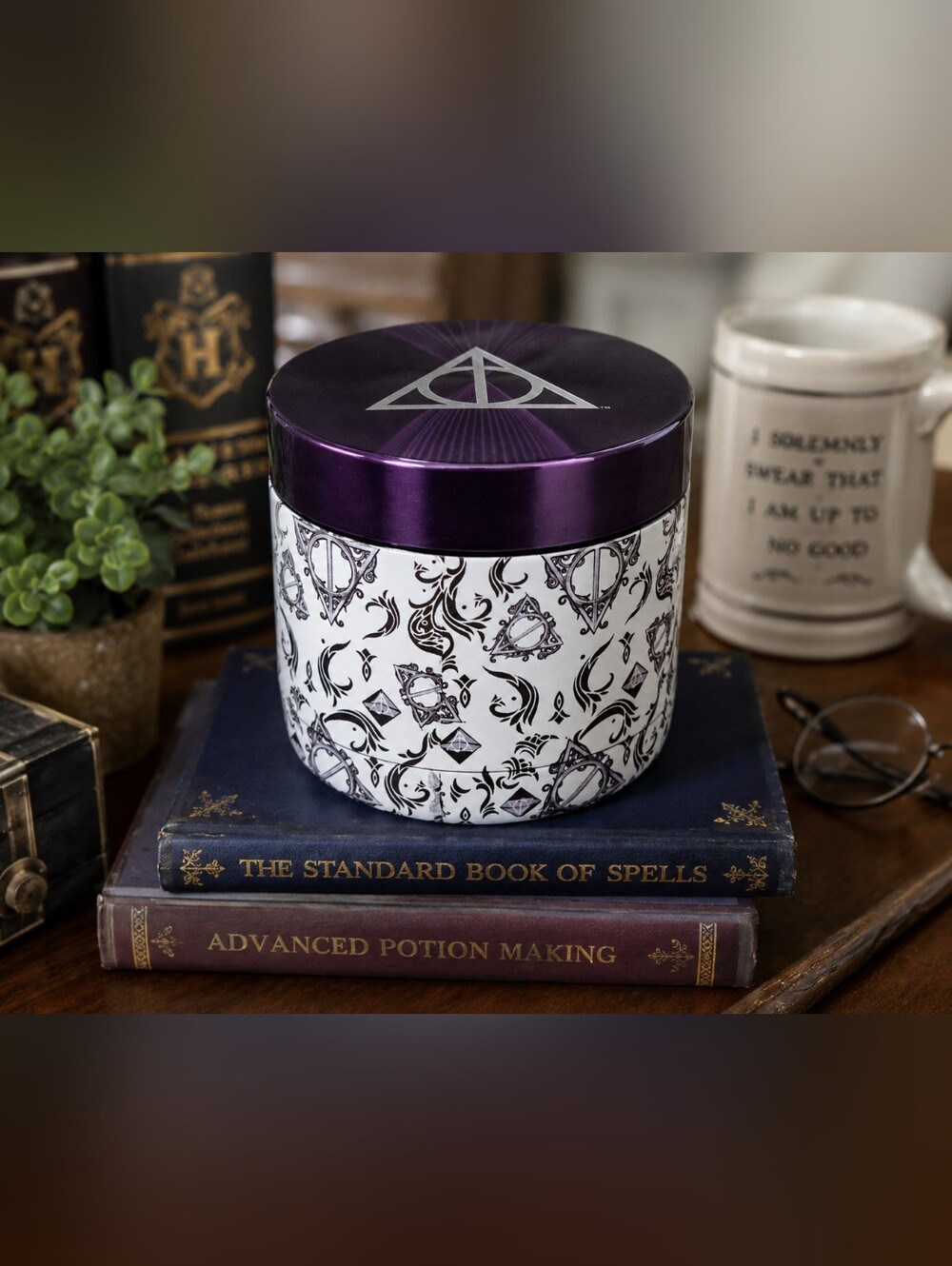 Harry Potter Deathly Hallows Metal Storage Tin Canister Universal Studios NWT